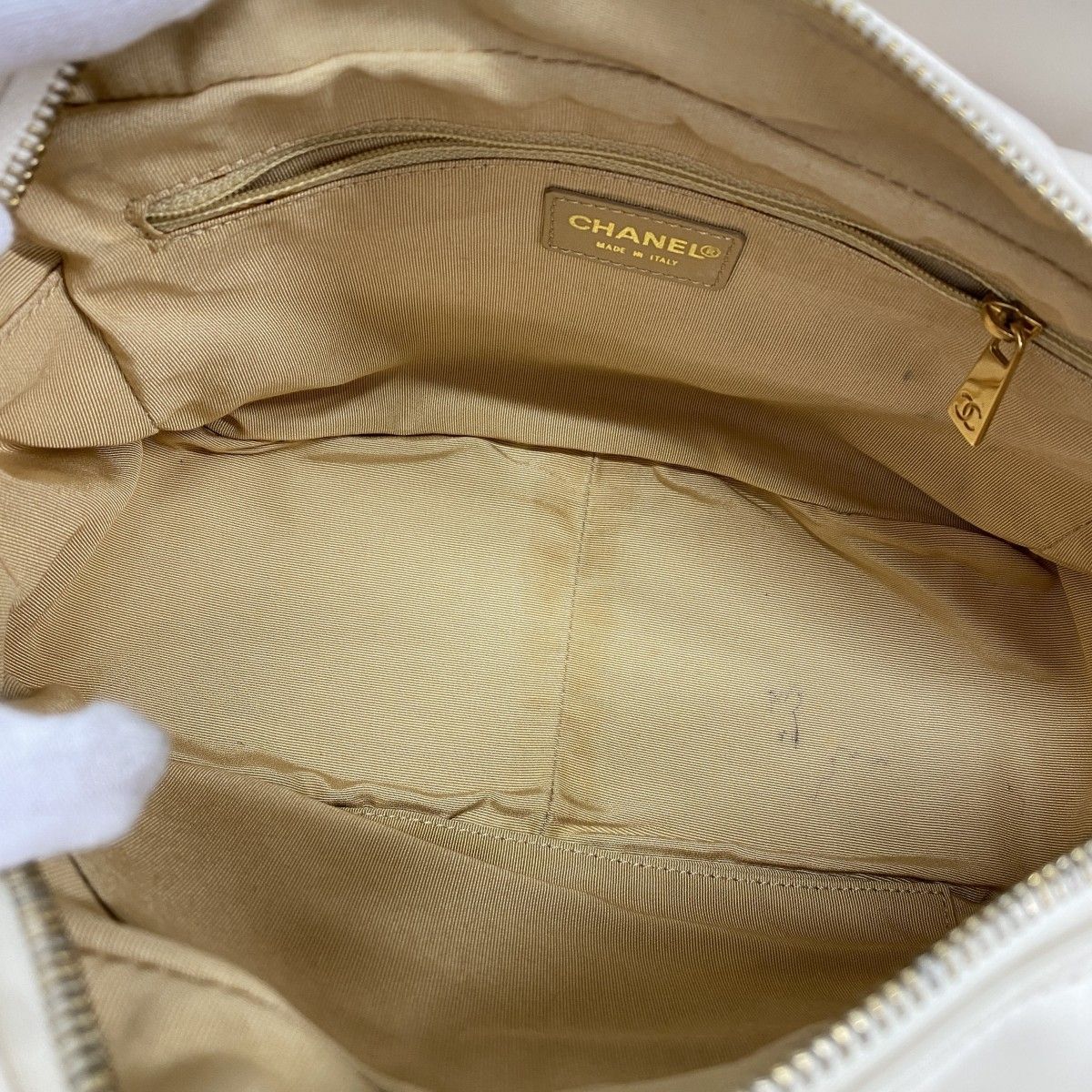Chanel Chain Tote Quilted Lambskin Ivory Champagne Gold — view 4