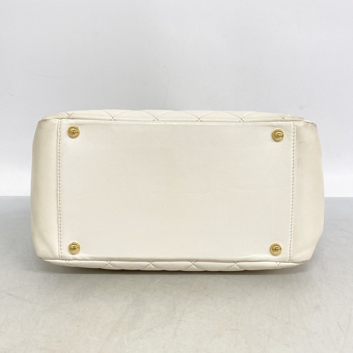 Chanel Chain Tote Quilted Lambskin Ivory Champagne Gold — view 3