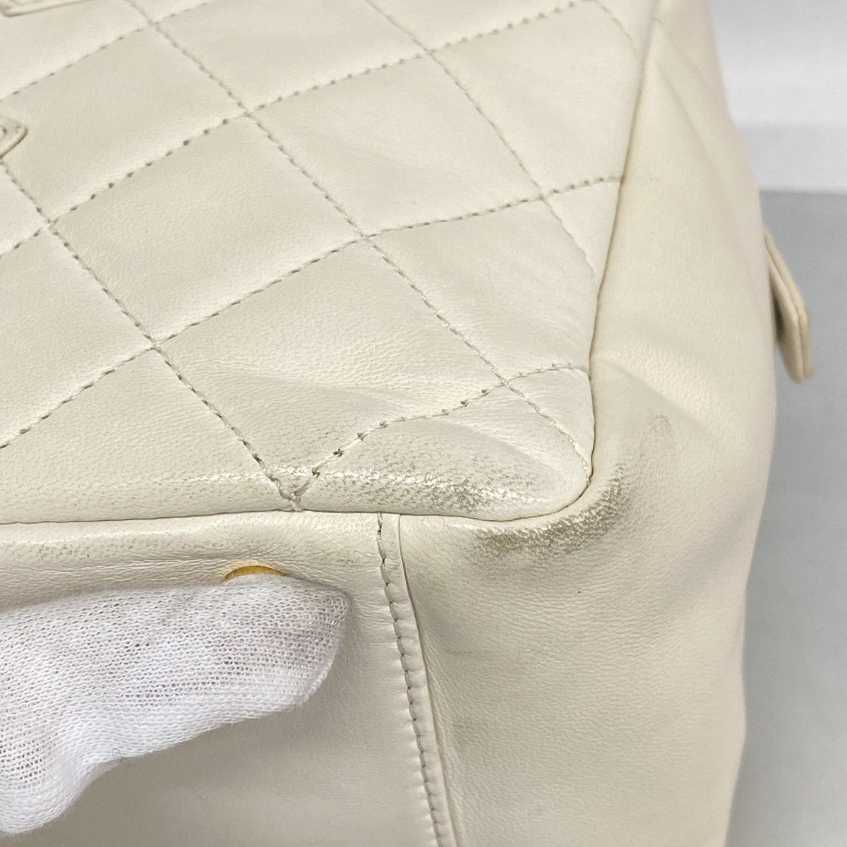 Chanel Chain Tote Quilted Lambskin Ivory Champagne Gold — view 6