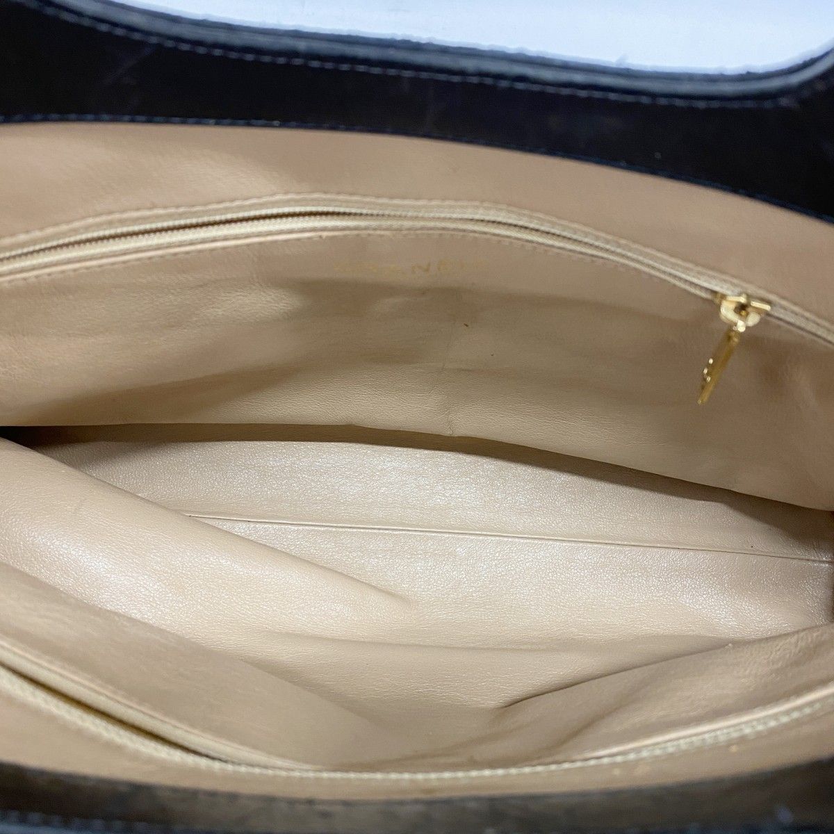 Chanel Handbag Quilted Lambskin Beige Black Gold 2-Way Bag — view 4