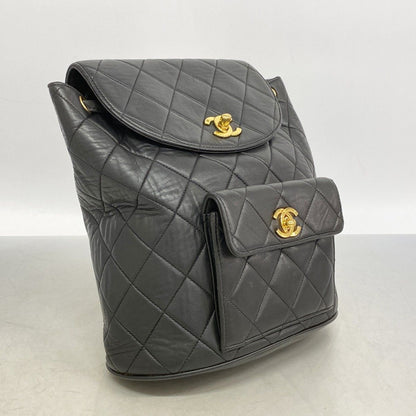 Chanel Backpack Quilted Lambskin Black Gold — view 2