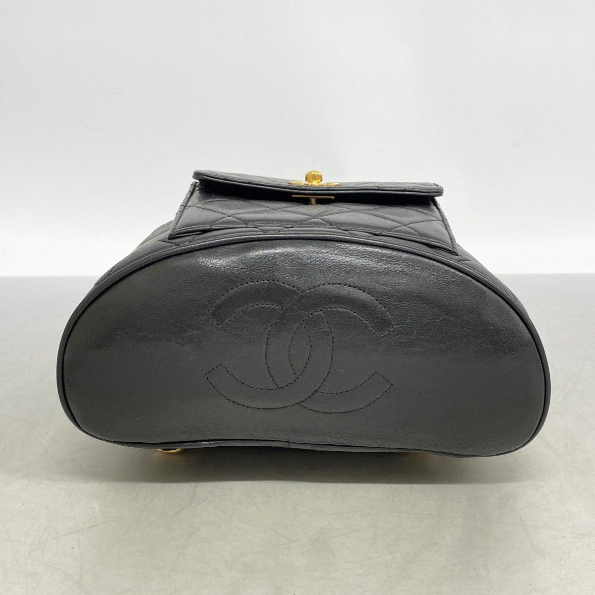 Chanel Backpack Quilted Lambskin Black Gold — view 3