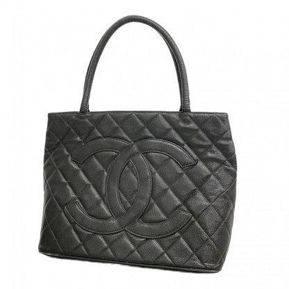 Chanel Tote Medallion Caviar Leather Black Gold