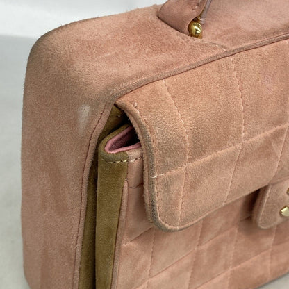 Chanel Handbag Chocolate Suede Pink Champagne Gold — view 8