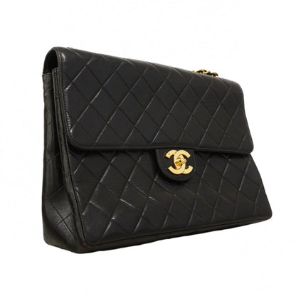 Chanel Shoulder Bag Big Quilted Lambskin Black Gold — view 2