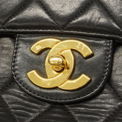 Chanel Shoulder Bag Big Quilted Lambskin Black Gold — view 9