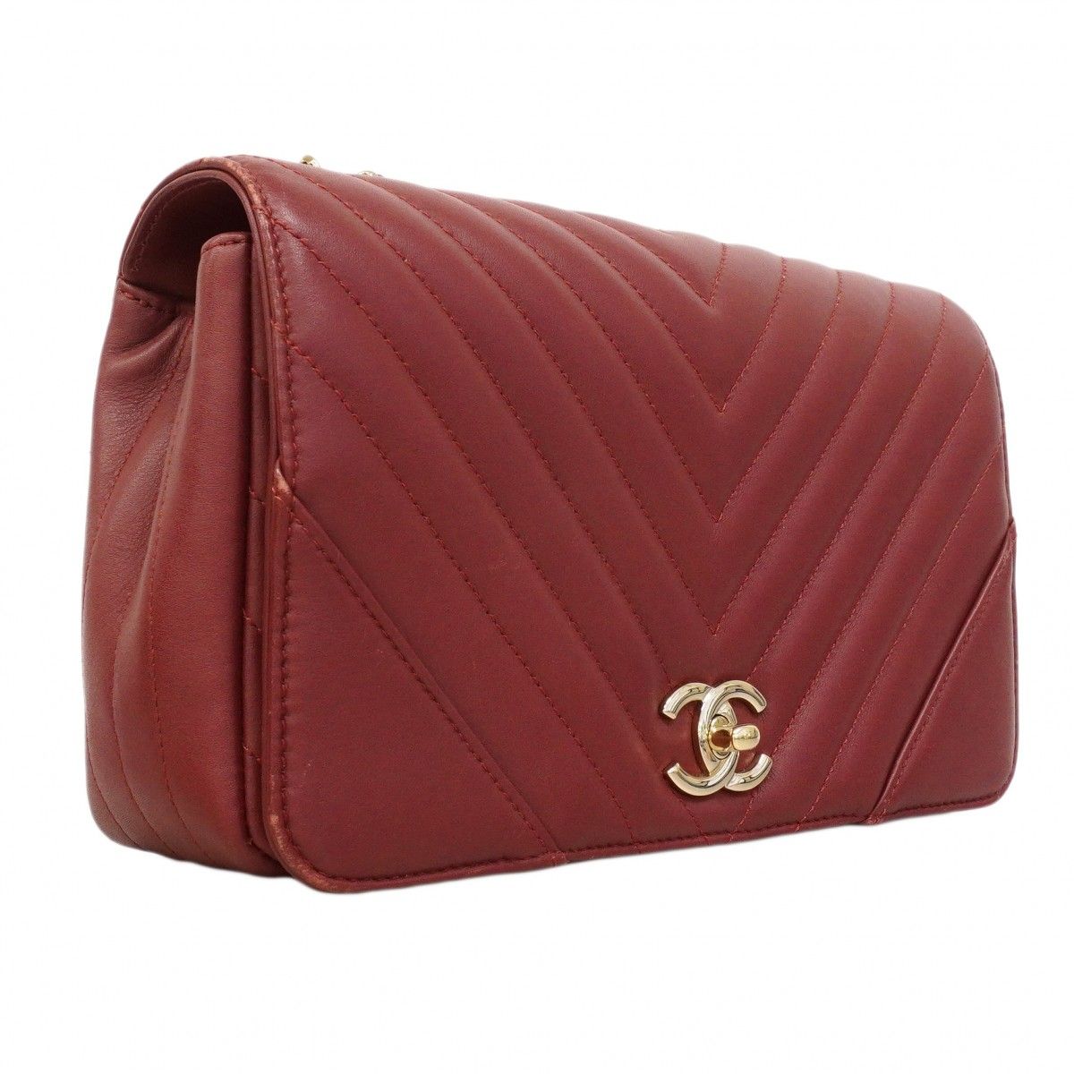 Chanel Shoulder Bag Stitch Lambskin Bordeaux Chien Pants Gold — view 2