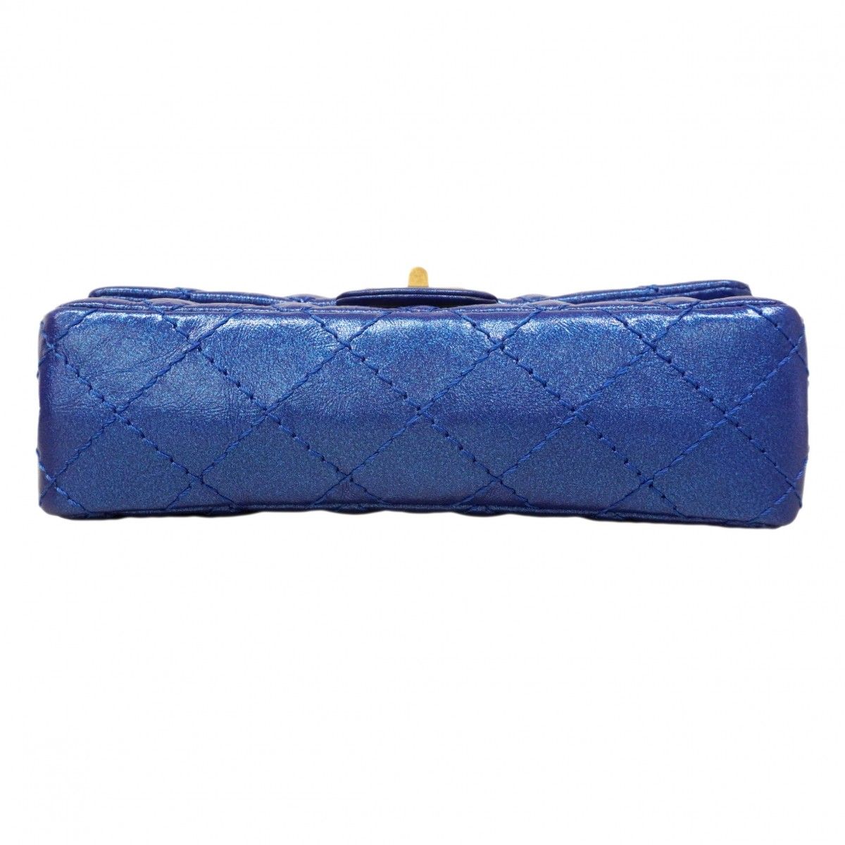 Chanel Shoulder Bag 2.55 Quilted Leather Blue Gold — view 3