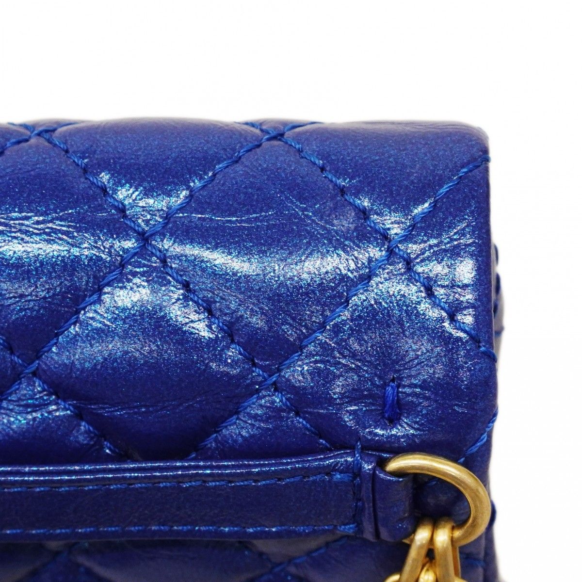 Chanel Shoulder Bag 2.55 Quilted Leather Blue Gold — view 6