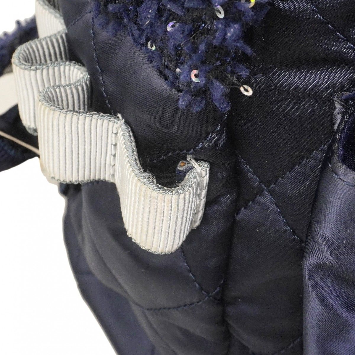 Chanel Backpack Quilted Nylon Tweed Navy Silver — view 9