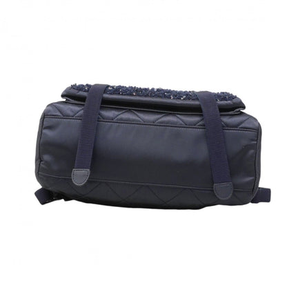 Chanel Backpack Quilted Nylon Tweed Navy Silver — view 3