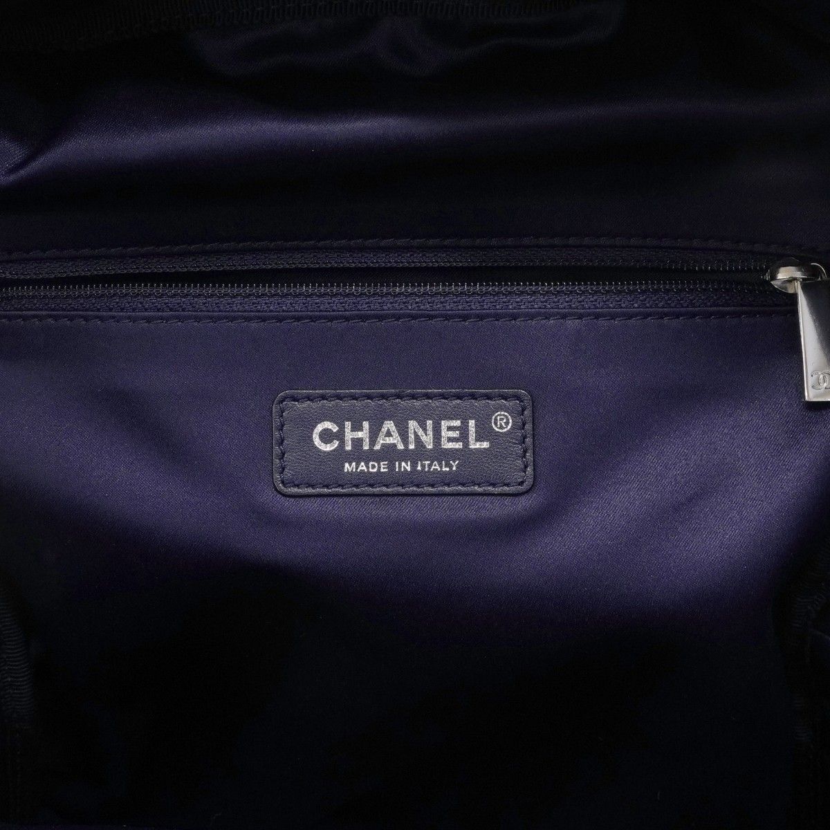 Chanel Backpack Quilted Nylon Tweed Navy Silver — view 5