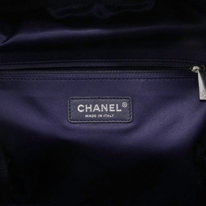 Chanel Backpack Quilted Nylon Tweed Navy Silver — view 5