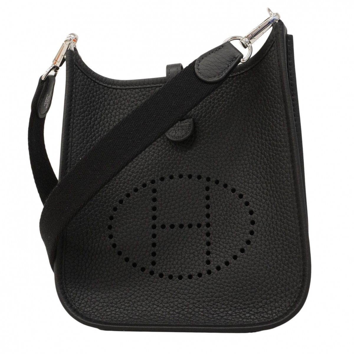 Hermes Shoulder Bag Evelyne TPM Taurillon Clemence Black Silver