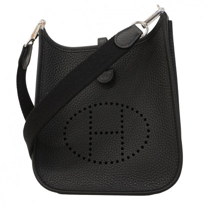 Hermes Shoulder Bag Evelyne TPM Taurillon Clemence Black Silver