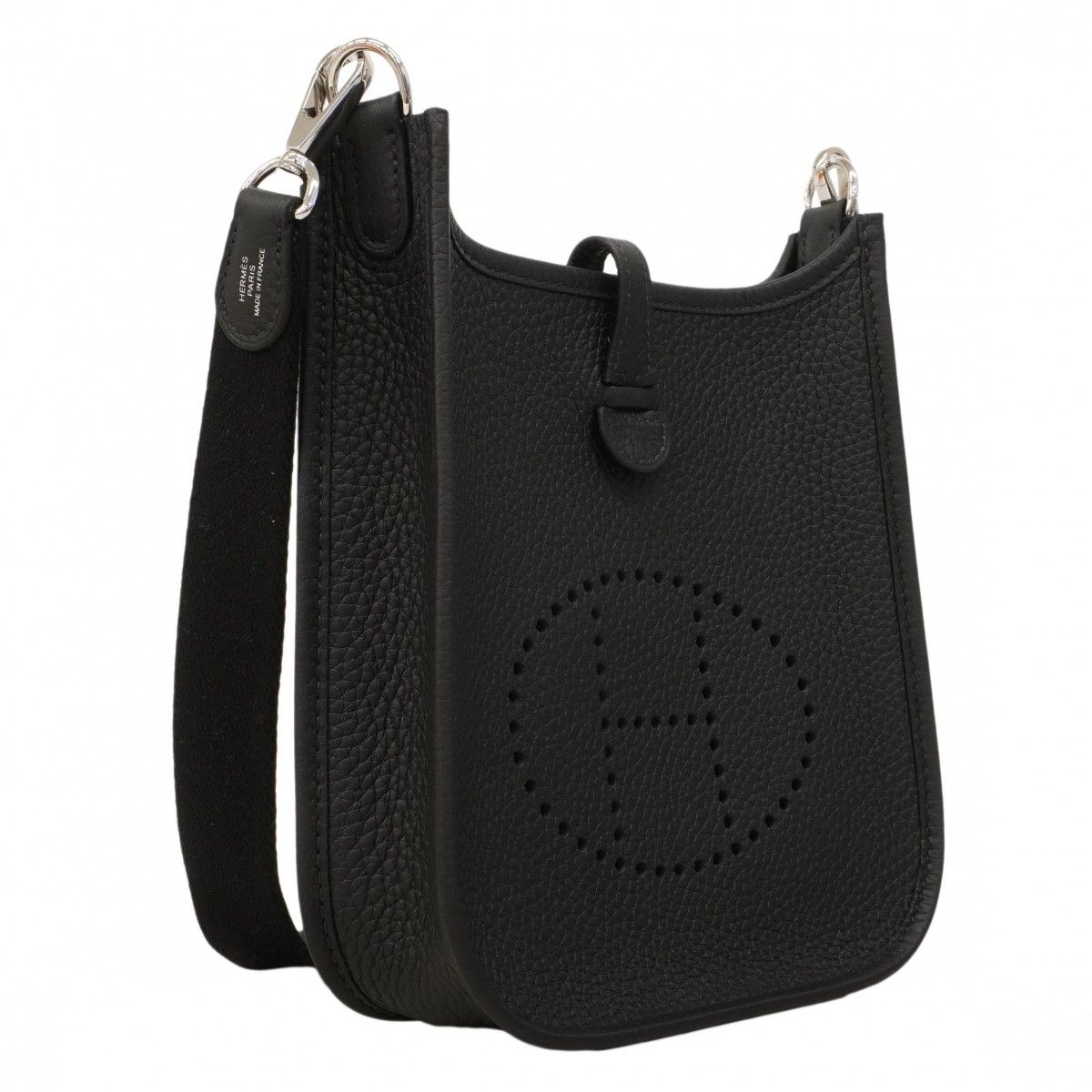 Hermes Shoulder Bag Evelyne TPM Taurillon Clemence Black Silver — view 2