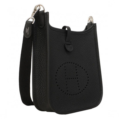 Hermes Shoulder Bag Evelyne TPM Taurillon Clemence Black Silver — view 2
