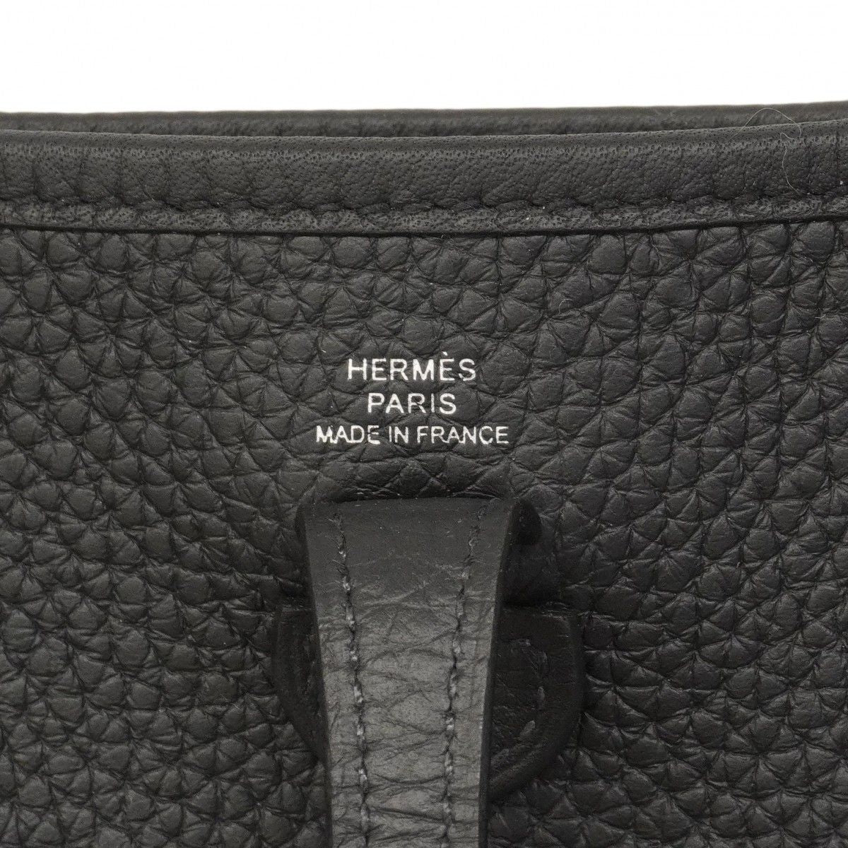 Hermes Shoulder Bag Evelyne TPM Taurillon Clemence Black Silver — view 5
