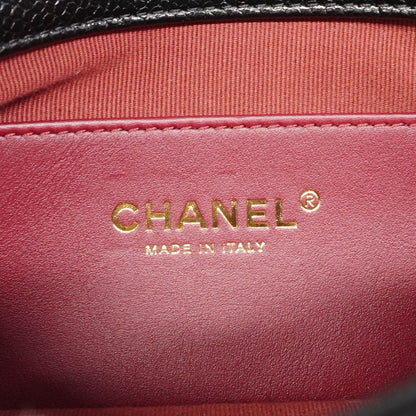 Chanel Shoulder Bag Caviar Leather Black Gold — view 5