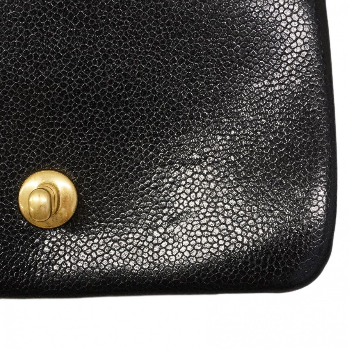 Chanel Shoulder Bag Caviar Leather Black Gold — view 6