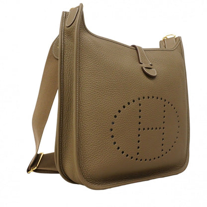 Hermes Shoulder Bag Evelyne Taurillon Clemence Etoupe Gold — view 2