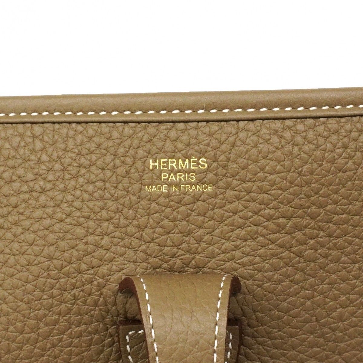 Hermes Shoulder Bag Evelyne Taurillon Clemence Etoupe Gold — view 5