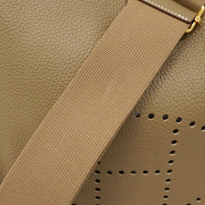 Hermes Shoulder Bag Evelyne Taurillon Clemence Etoupe Gold — view 6