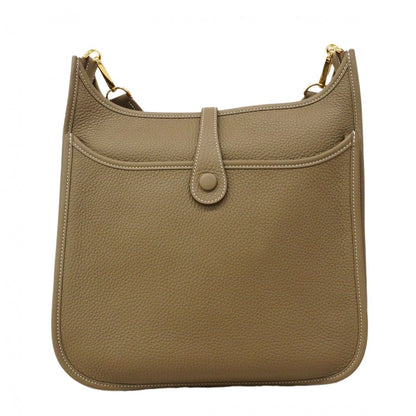 Hermes Shoulder Bag Evelyne Taurillon Clemence Etoupe Gold — view 7