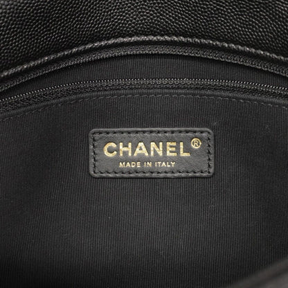 Chanel Shoulder Bag Quilted Caviar Leather Black Gold — view 5