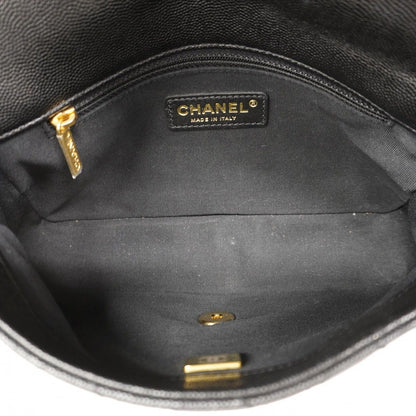 Chanel Shoulder Bag Quilted Caviar Leather Black Gold — view 4