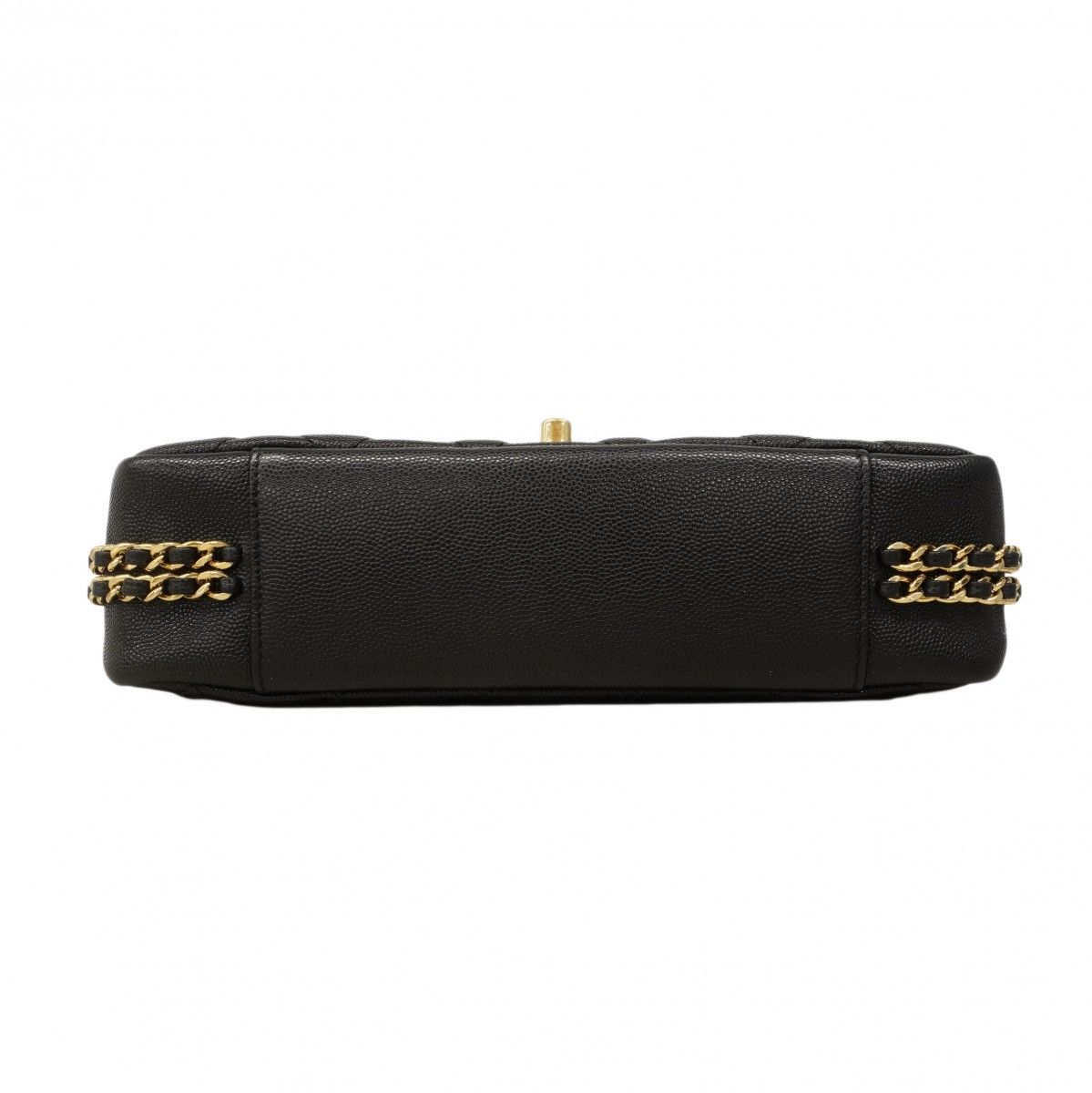 Chanel Shoulder Bag Quilted Caviar Leather Black Gold — view 3