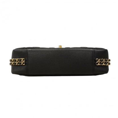 Chanel Shoulder Bag Quilted Caviar Leather Black Gold — view 3