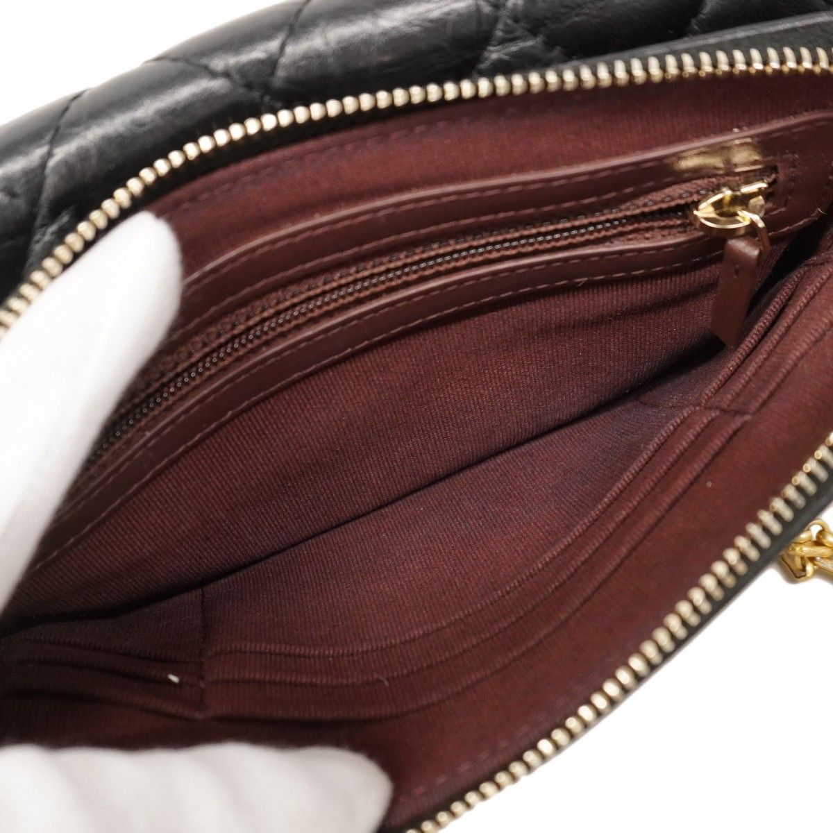 Chanel Shoulder Wallet 2.55 Quilted Leather Black Gold Handbag — view 4