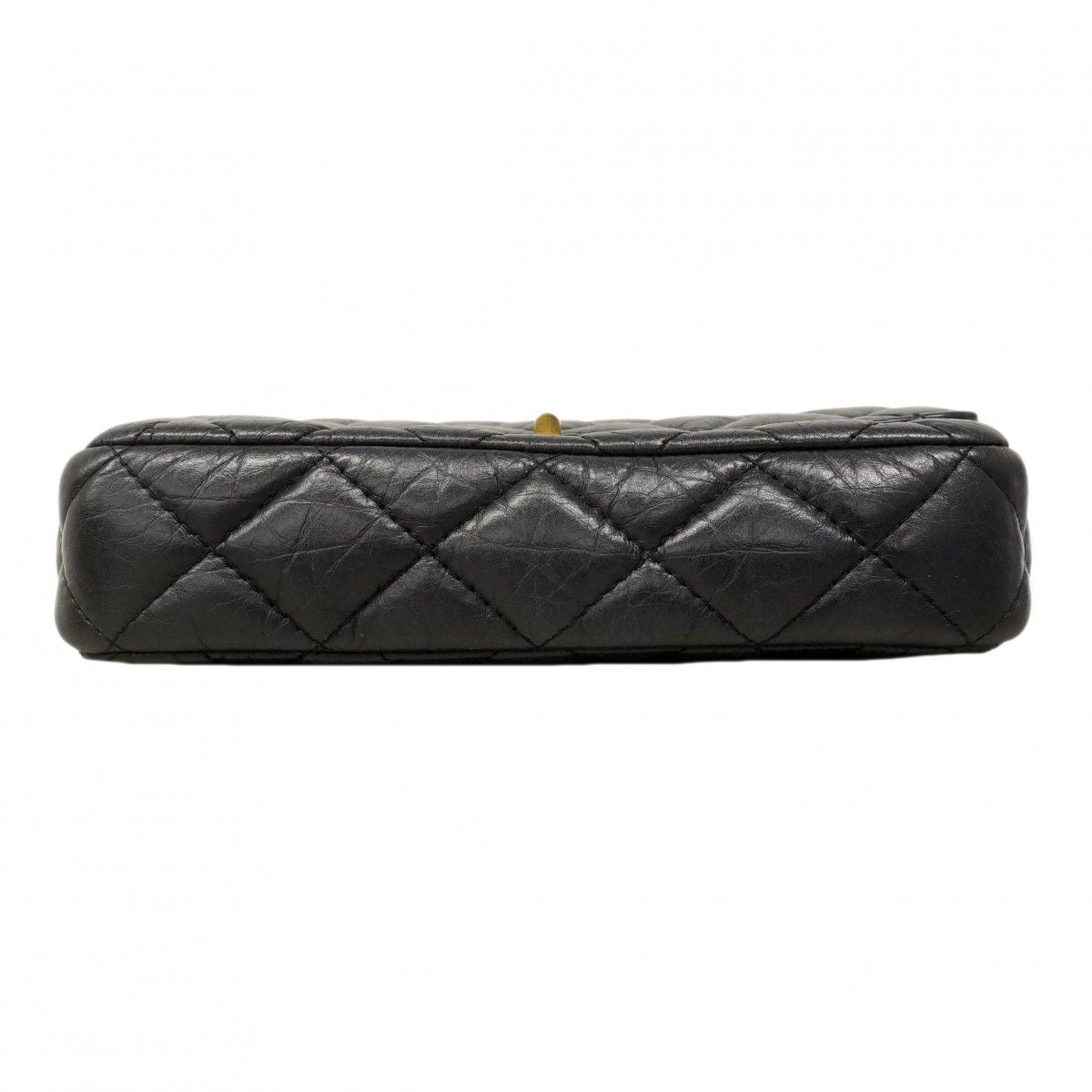 Chanel Shoulder Wallet 2.55 Quilted Leather Black Gold Handbag — view 3