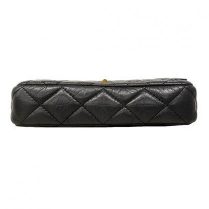 Chanel Shoulder Wallet 2.55 Quilted Leather Black Gold Handbag — view 3