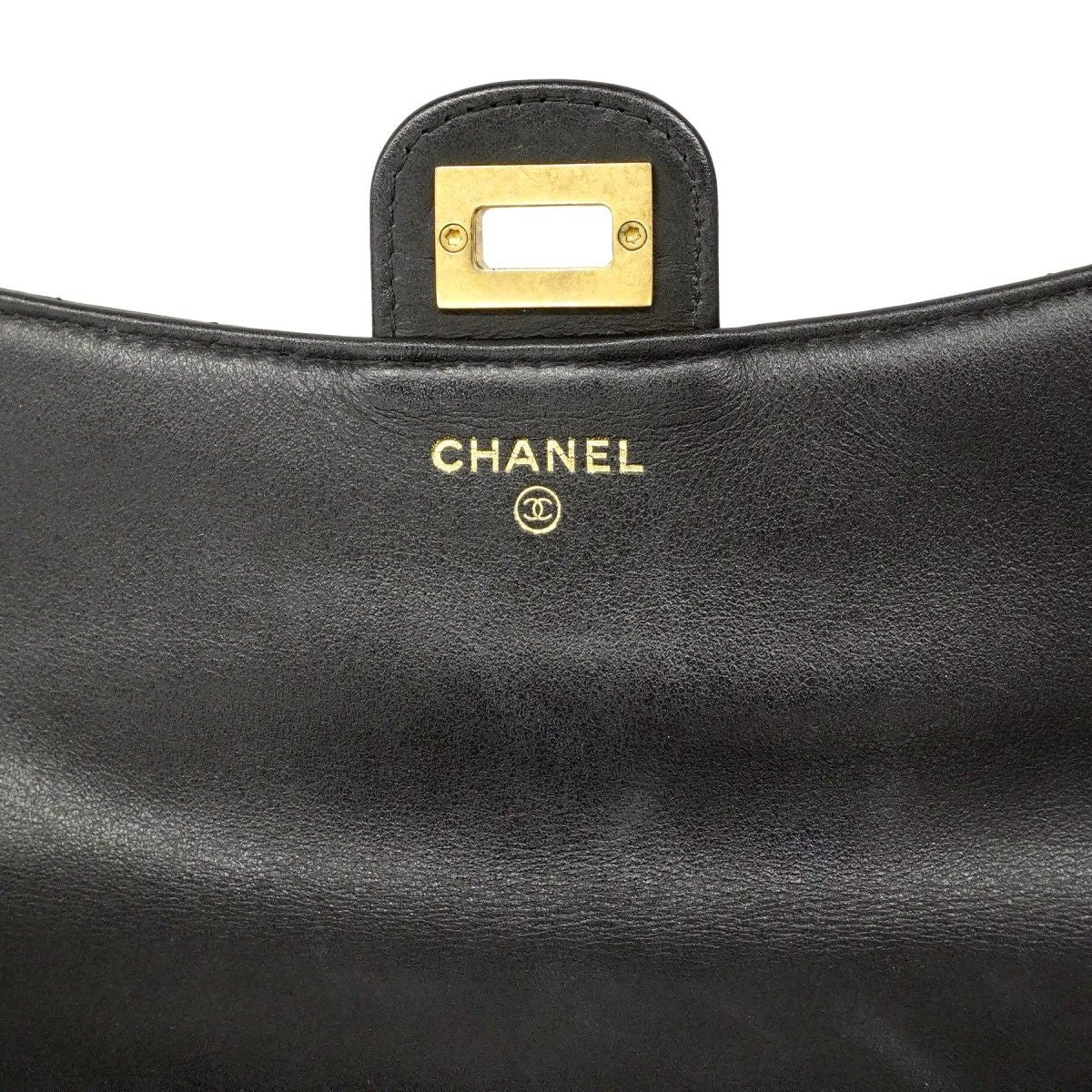 Chanel Shoulder Wallet 2.55 Quilted Leather Black Gold Handbag — view 5