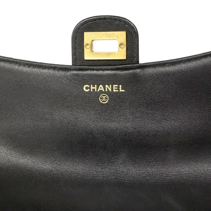 Chanel Shoulder Wallet 2.55 Quilted Leather Black Gold Handbag — view 5
