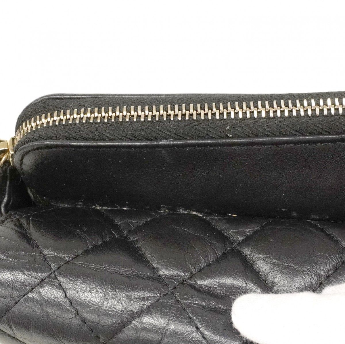 Chanel Shoulder Wallet 2.55 Quilted Leather Black Gold Handbag — view 7