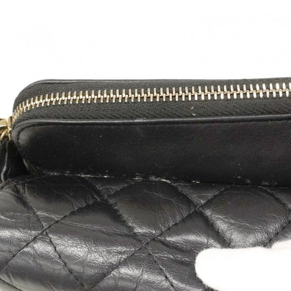 Chanel Shoulder Wallet 2.55 Quilted Leather Black Gold Handbag — view 7