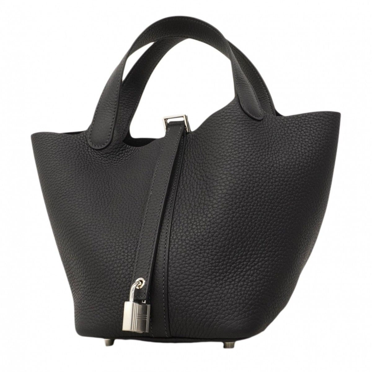 Hermes Handbag Picotin Lock PM Taurillon Clemence Blue Mini Silver