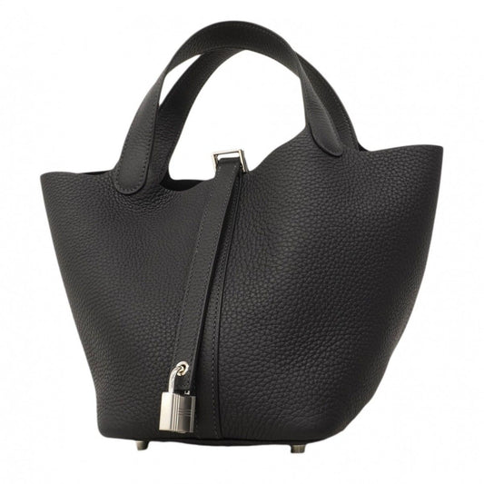 Hermes Handbag Picotin Lock PM Taurillon Clemence Blue Mini Silver