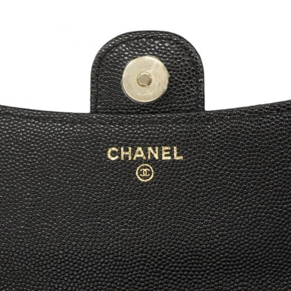 Chanel Shoulder Bag Quilted Caviar Leather Black Champagne Gold — view 5