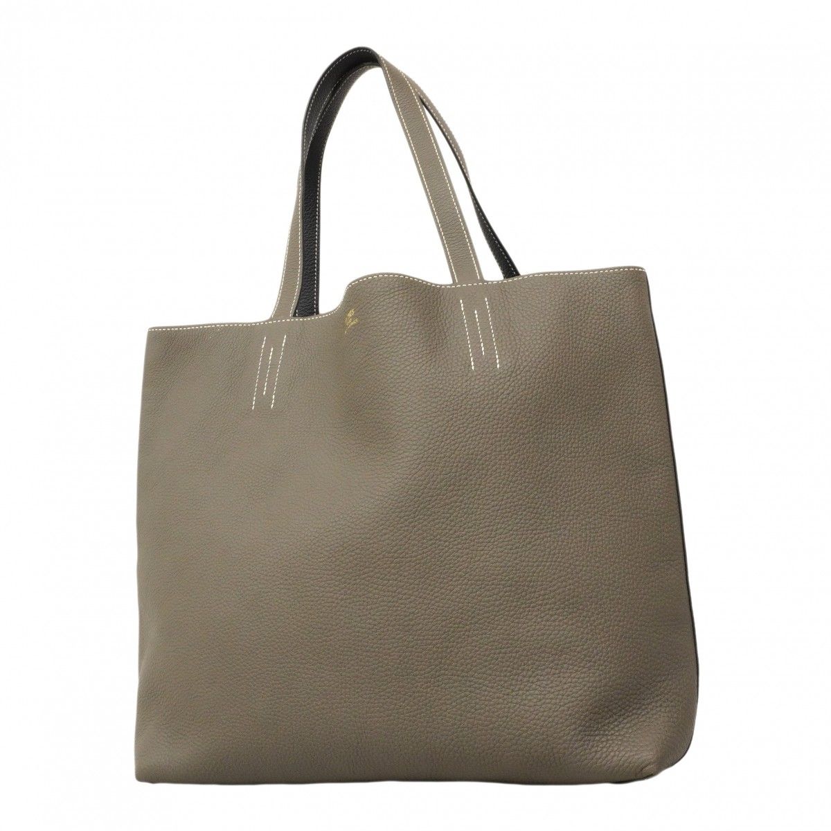 Hermes Tote Double Sens 36 Taurillon Clemence Etain Blue Indigo