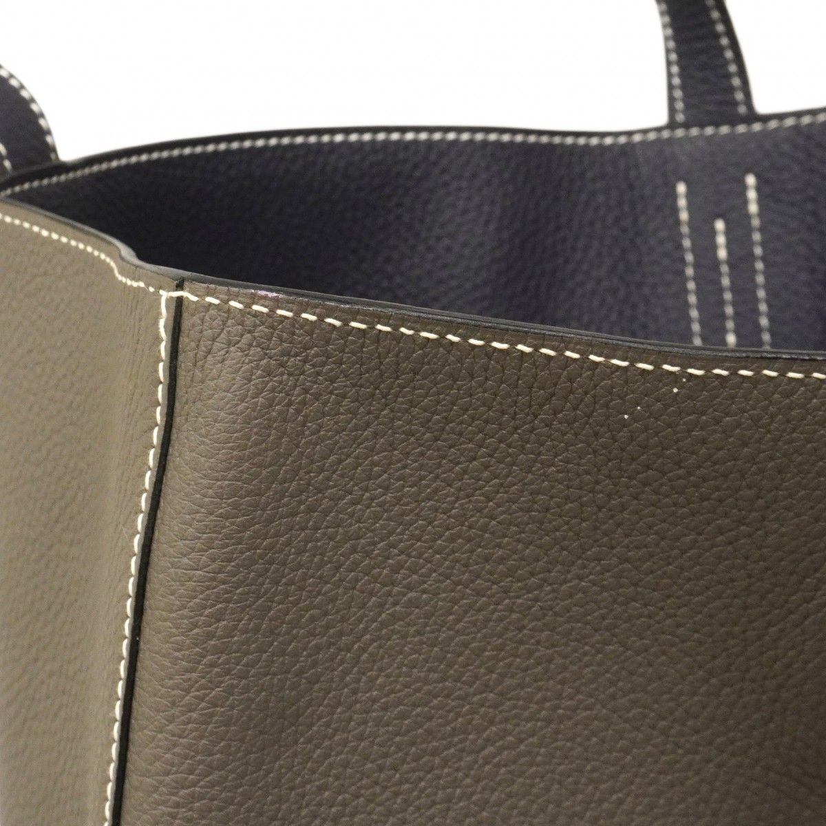 Hermes Tote Double Sens 36 Taurillon Clemence Etain Blue Indigo — view 8