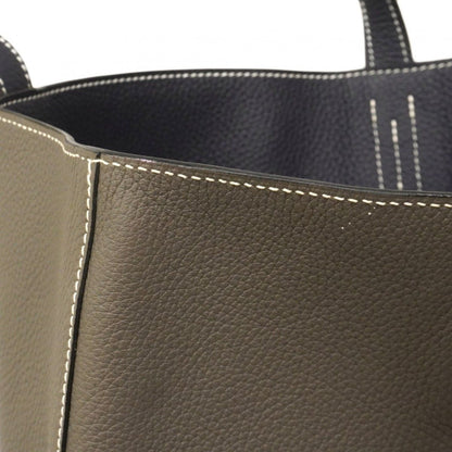 Hermes Tote Double Sens 36 Taurillon Clemence Etain Blue Indigo — view 8