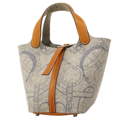Hermes Handbag Picotin PM Barenia Felt Gray Faux Silver