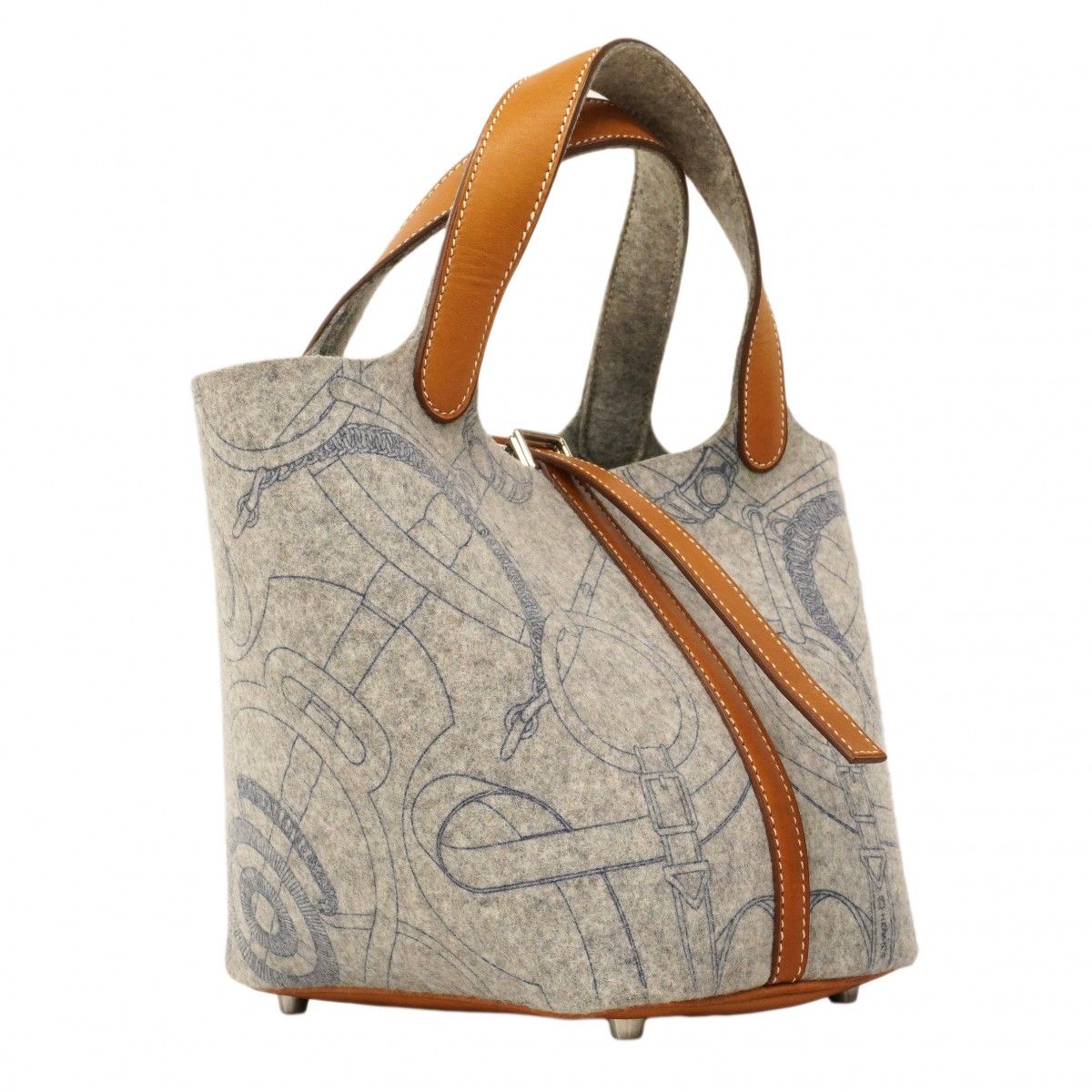 Hermes Handbag Picotin PM Barenia Felt Gray Faux Silver — view 2