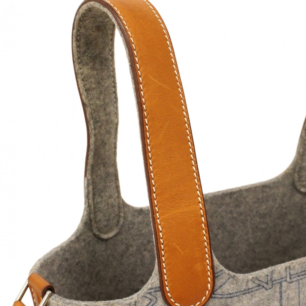 Hermes Handbag Picotin PM Barenia Felt Gray Faux Silver — view 7