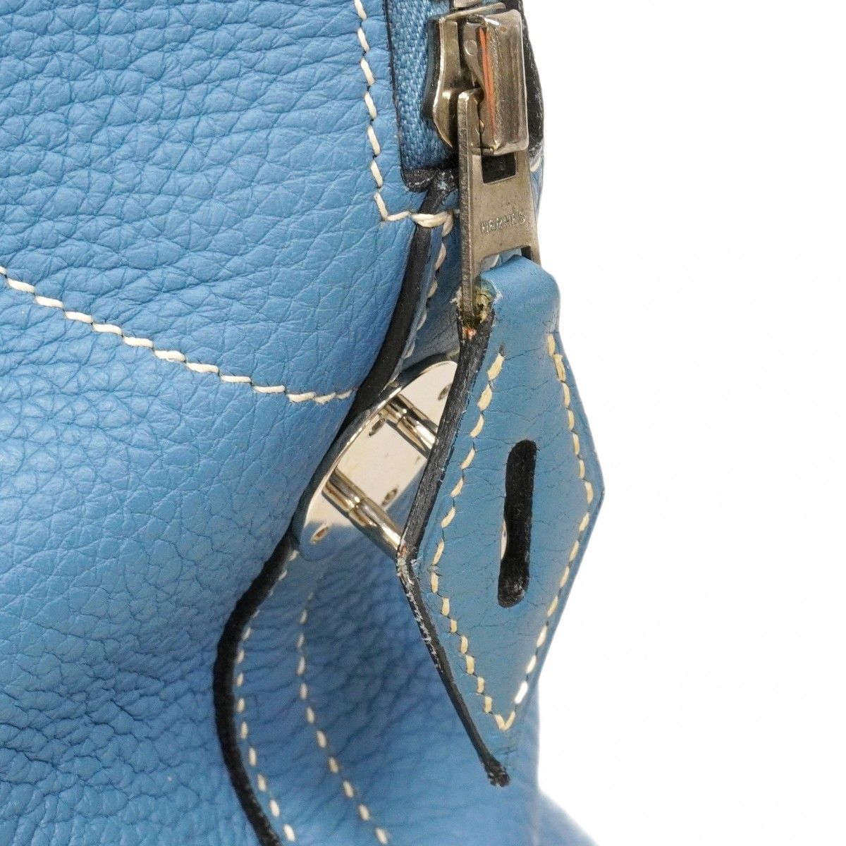 Hermes Handbag Bolide 31 Taurillon Clemence Blue Jean Silver 2-Way Bag — view 8