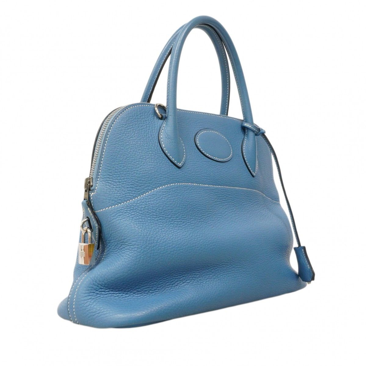 Hermes Handbag Bolide 31 Taurillon Clemence Blue Jean Silver 2-Way Bag — view 2